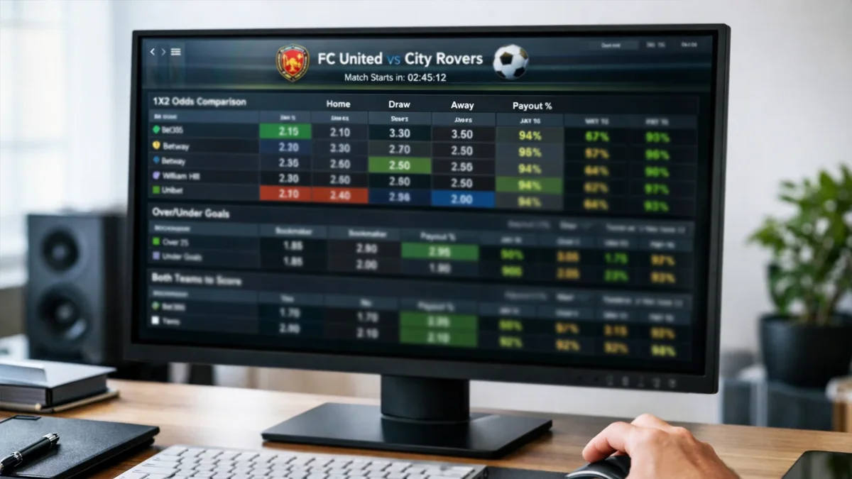 Écran d'ordinateur affichant des statistiques et des cotes de paris sportifs