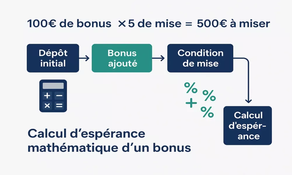 Diagramme de calcul de l'espérance mathématique d'un bonus de pari