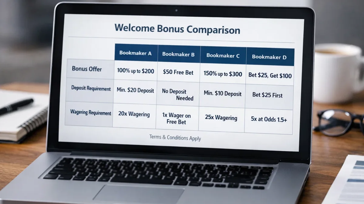 Tableau comparatif des offres de bonus de bienvenue des principaux bookmakers français