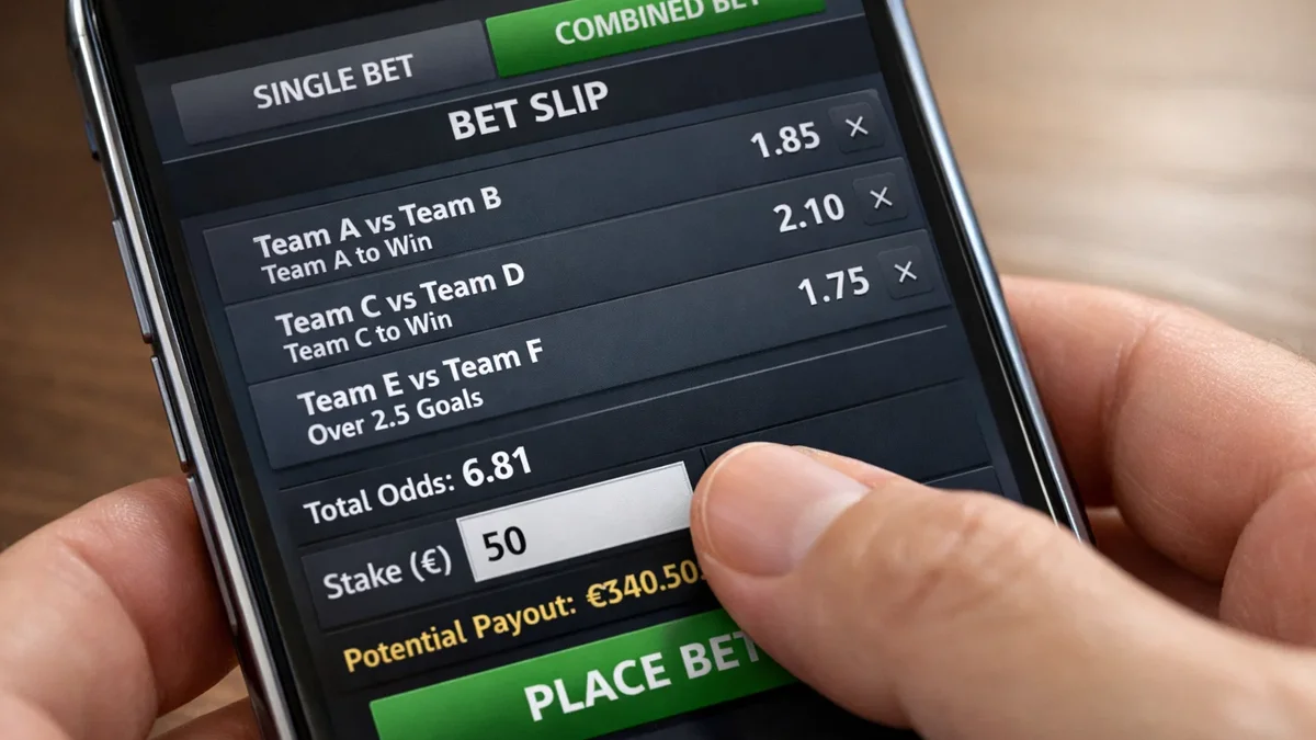 Interface d'un coupon de pari sportif montrant différentes options de mise