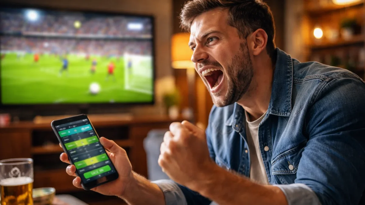 Parieur émotionnellement engagé devant un match en direct avec cotes changeantes