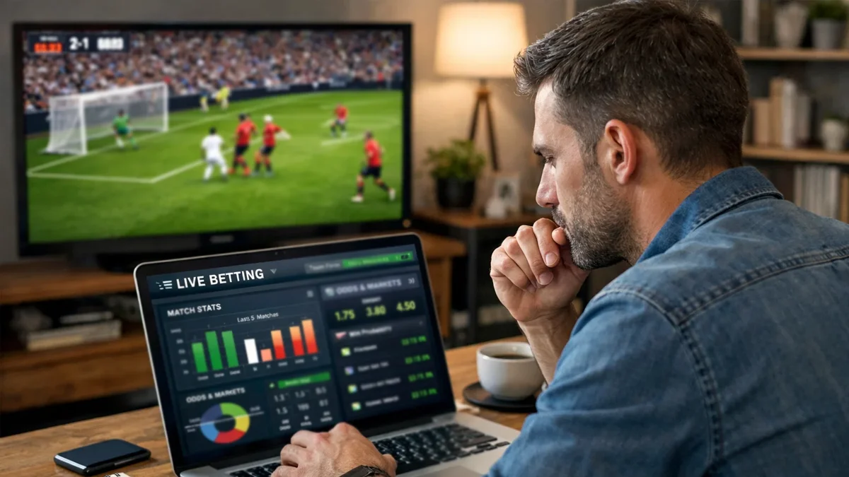 Personne regardant un match en streaming tout en analysant des statistiques sur un second écran