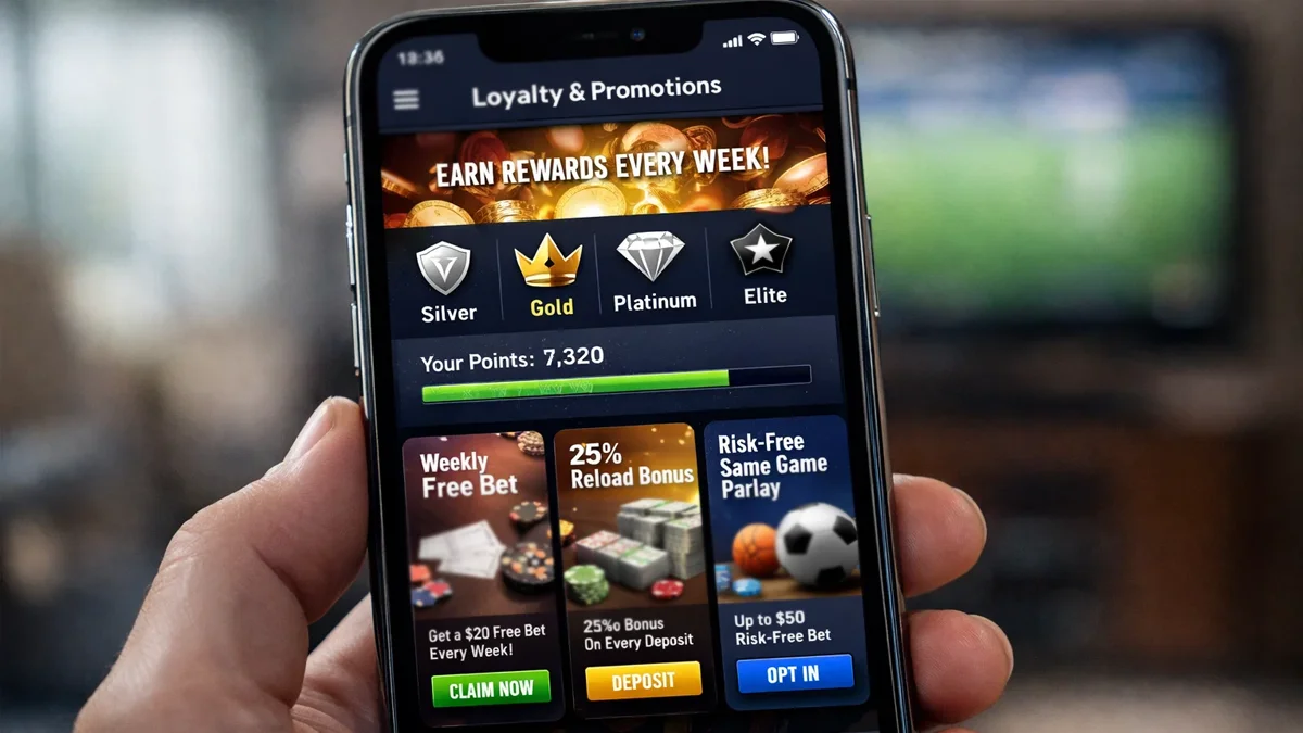 Interface montrant les programmes de fidélité et promotions récurrentes d'un bookmaker