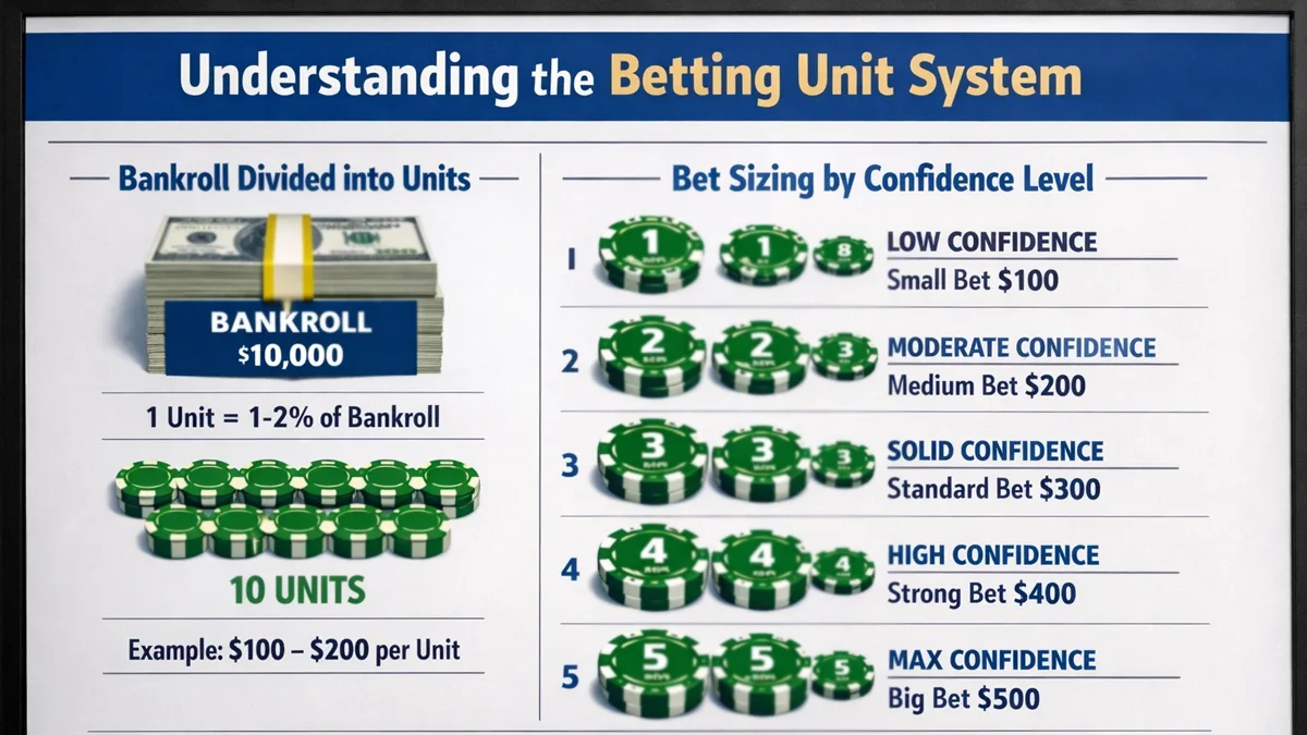 Schéma expliquant le système d'unités pour la gestion des mises de paris sportifs