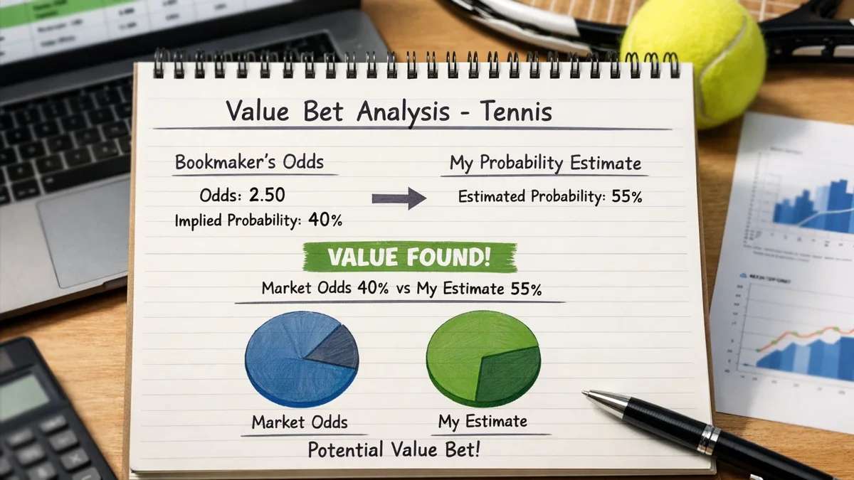Analyse comparative montrant une cote de bookmaker versus la probabilité estimée d'un parieur